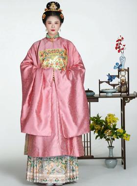 檀绾-凤凰补服明制立领大襟半袖比甲暗花纱婚服女款长衫晚明汉服