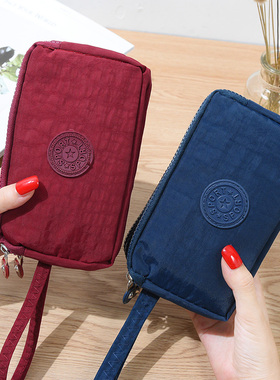 韩版布艺手拿零钱包女士长款时尚三层拉链大容量大屏手机钥匙包袋