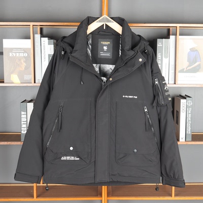 冬季男装美式休闲白鸭绒羽绒服潮