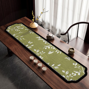 新中式禅意桌旗古风异形茶桌垫布吸水隔热可裁剪茶室桌面保护垫子