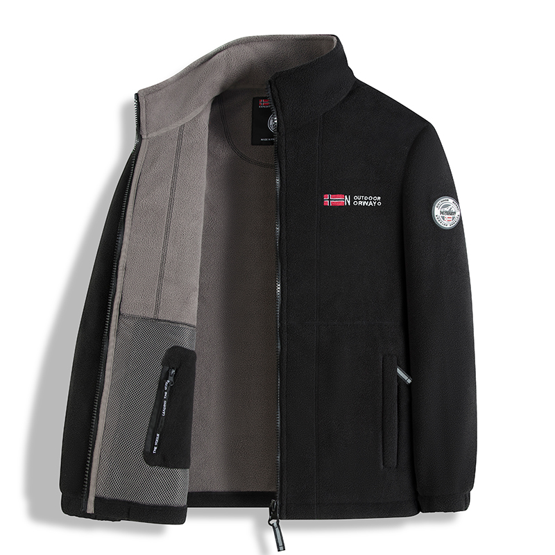 欧码跨境秋冬新款男士抓绒衣户外运动加厚保暖摇粒绒高端拉链外套