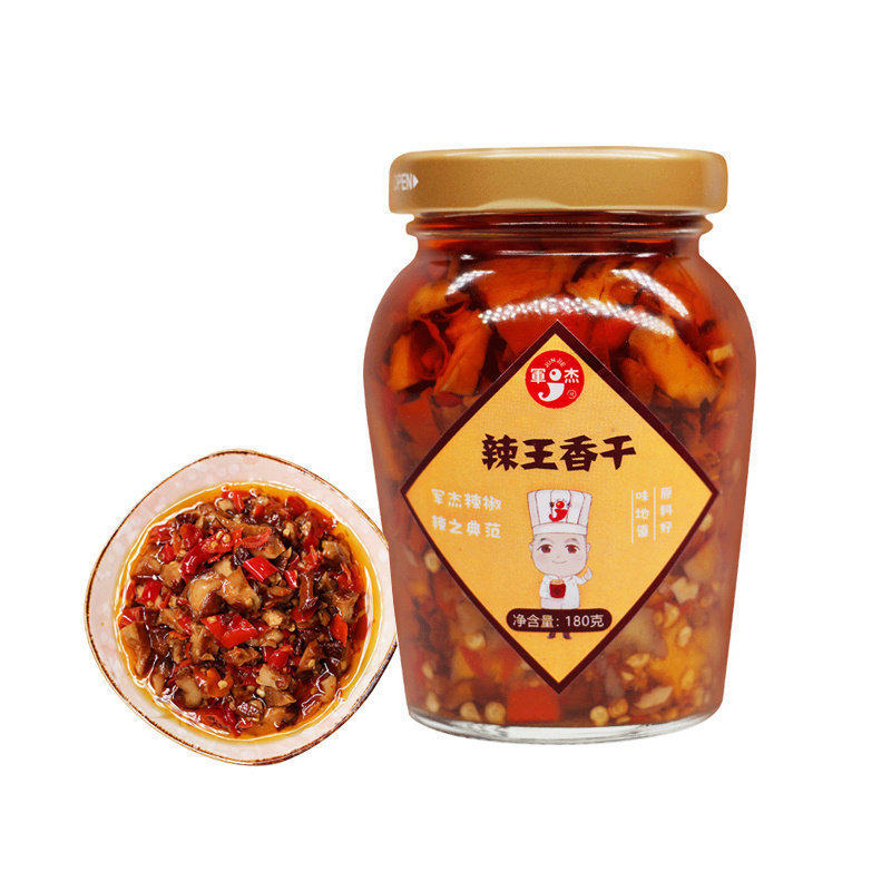 湖南军杰辣王香干180g调味下饭菜拌饭拌面香辣香干剁辣椒香干中辣