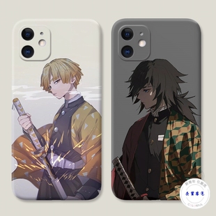 适用于我妻善逸iPhone12苹果11手机壳13福冈义勇14promax鬼灭之刃男防摔套
