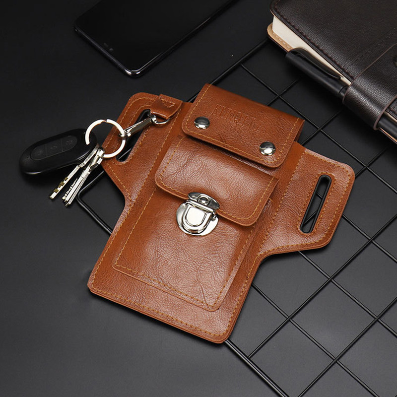 新款立式手机腰包男士工地干活手机皮套可放烟盒挂钥匙穿皮带专用