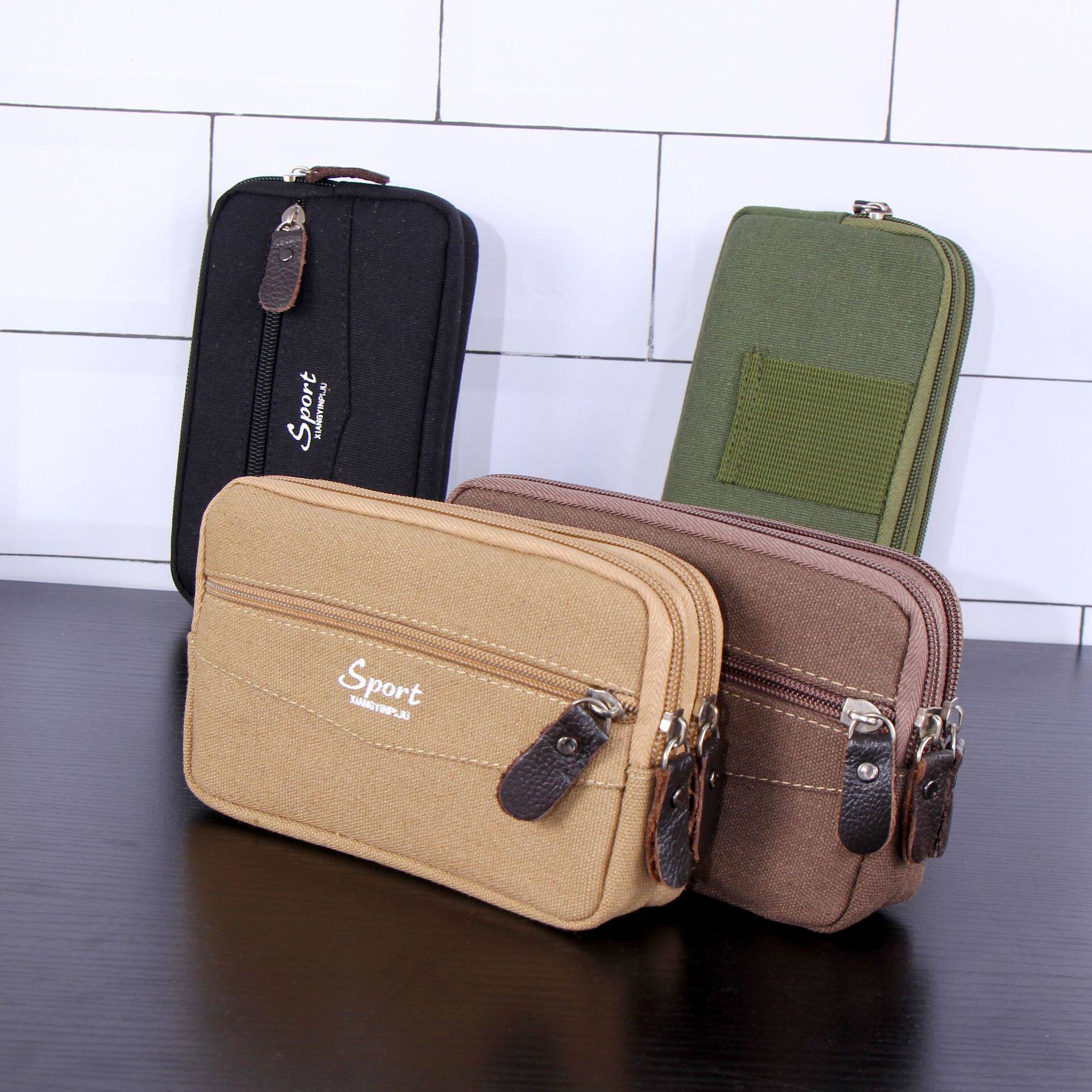 帆布男士小手机腰包钱包布艺劳保工作装手机零钱随身轻便两用新型