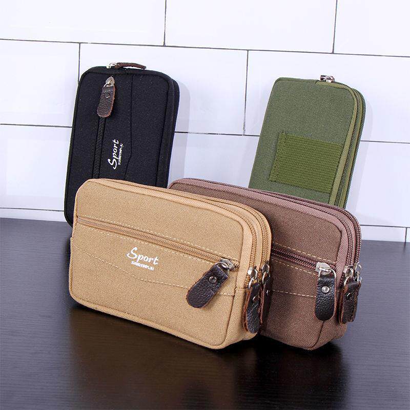 帆布手机腰包工地男士专用耐磨多功能老人小加厚建筑手机袋