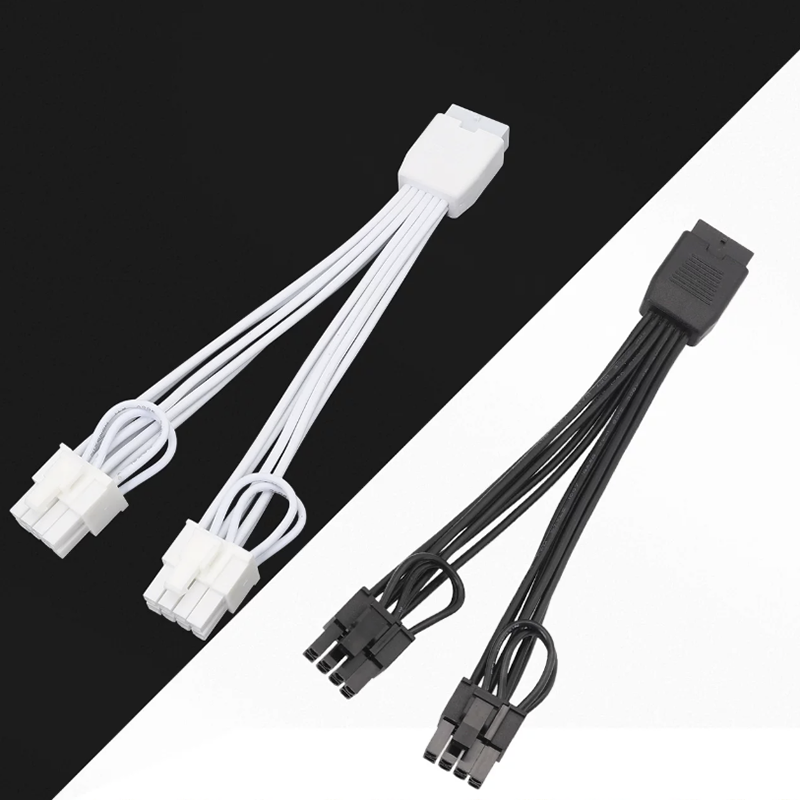 黑色白色12VHPWR母转6+2公显卡12+4Pin ATX3.0 PCIE5.0 16P母转8P - 实物图