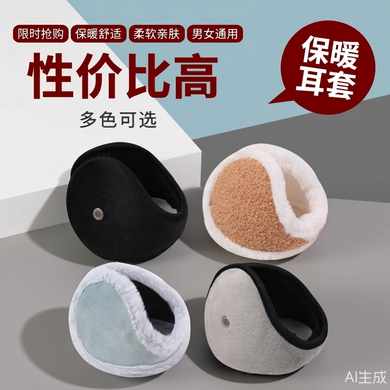 保暖加厚可折叠毛绒耳罩