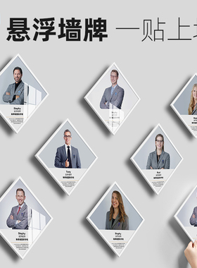 悬浮亚克力相框挂墙组合专家教师简介形象照片墙贴员工风采展示墙