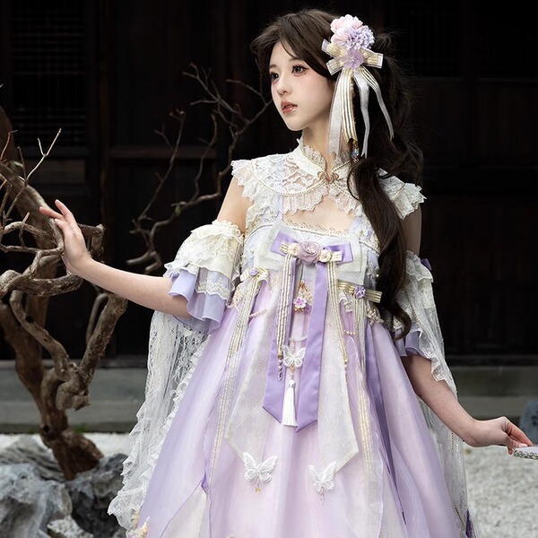 girl原创款 Alice Lolita蝶语 定金 中华风蝴蝶结吊带连衣裙