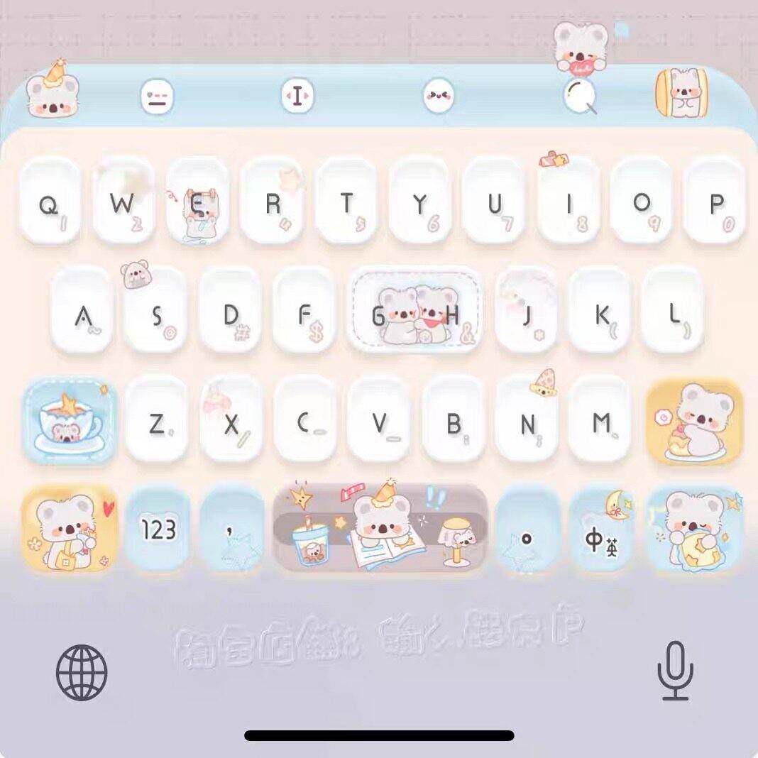 考拉日常/ios苹果安卓百度输入法皮肤动效双色键盘美化白肚皮智能