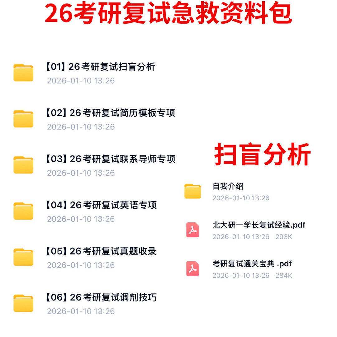 2026考研复试急救资料包电子版真题回忆录复试英语专项简历模板