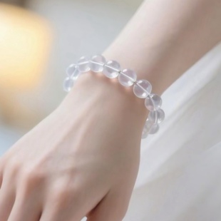 天然水晶手链小众轻奢圆珠手串月光白串珠念珠透明饰品少女学生款