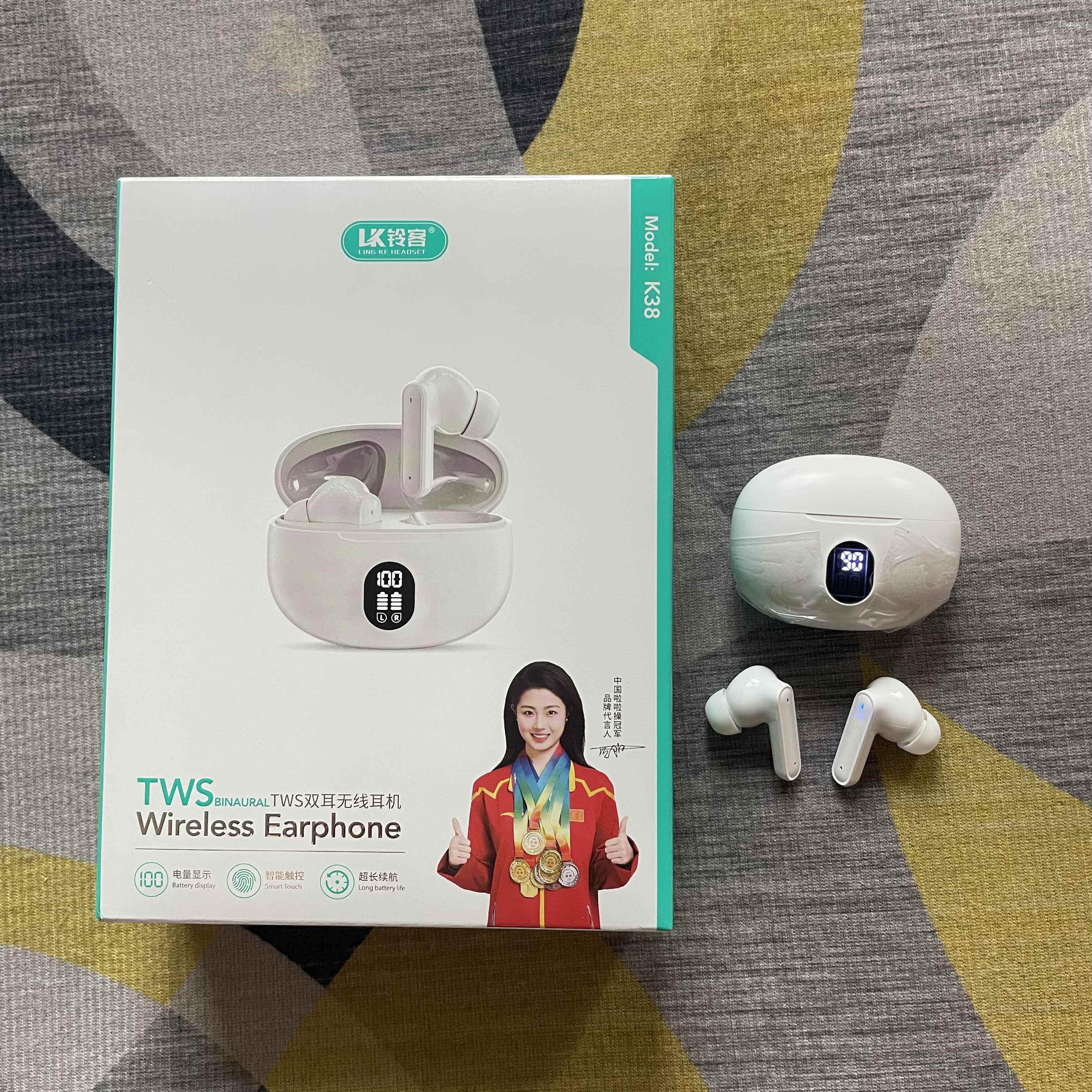 铃客双耳无线蓝牙耳机入耳迷你款立体声音乐耳机带数显充电仓新款