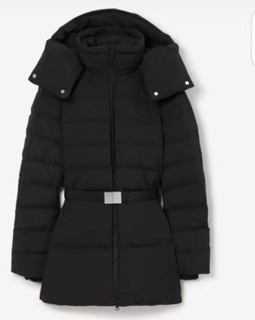尖儿货~修身收腰保暖可拆卸连帽高端精品女装束带设计羽绒服外套