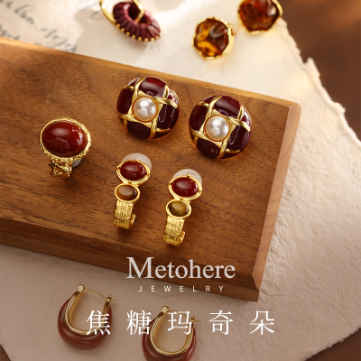 美拉德色系高级感耳环新品