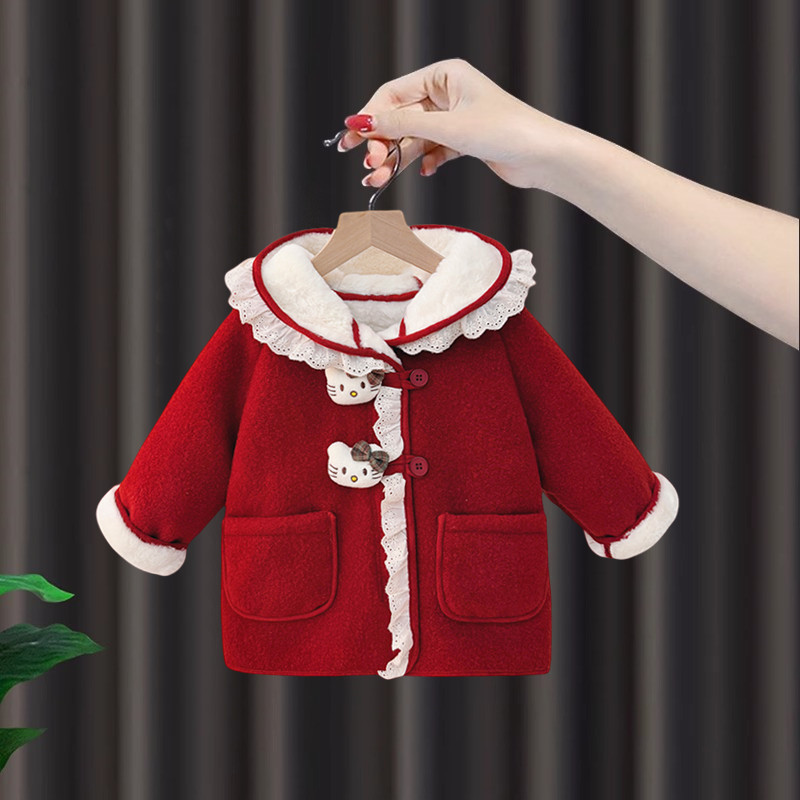 2025秋冬新款女童外套儿童呢子