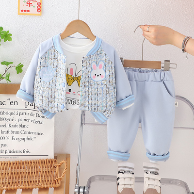 女童秋装套装2025新款三件套