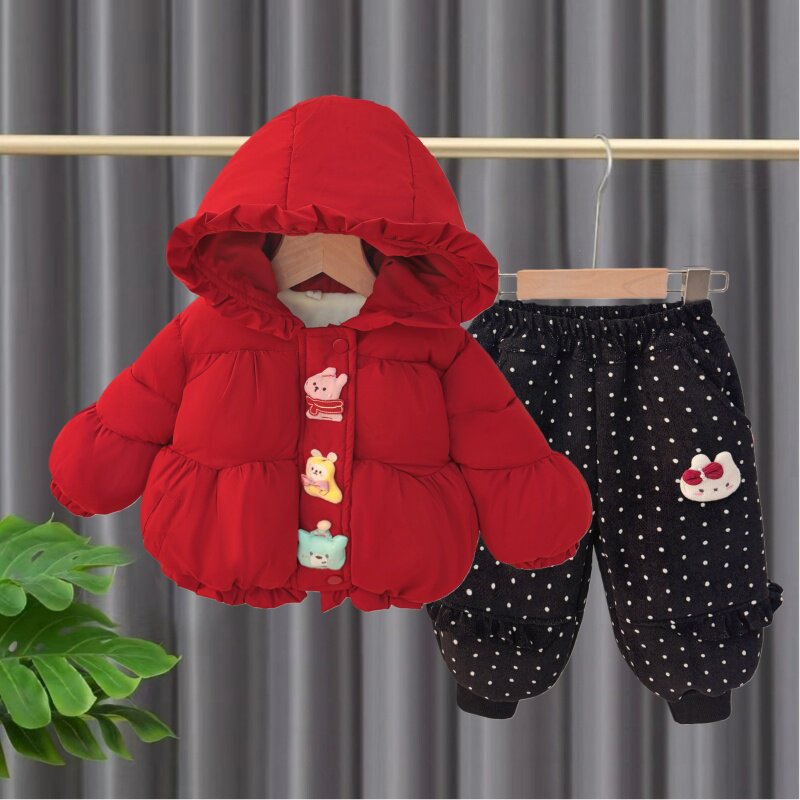 女童加绒套装冬装2026新款儿童加厚棉服秋冬季女宝宝冬季夹棉棉衣