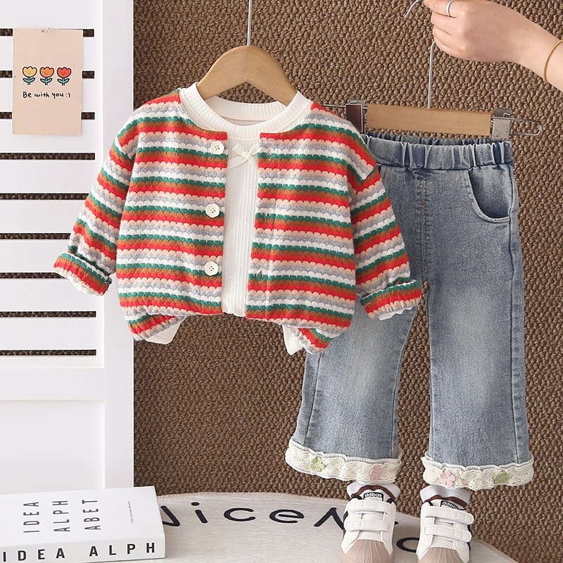 婴儿衣服春季洋气甜美长袖分体套装7八9个月一2周岁3女宝宝春秋装