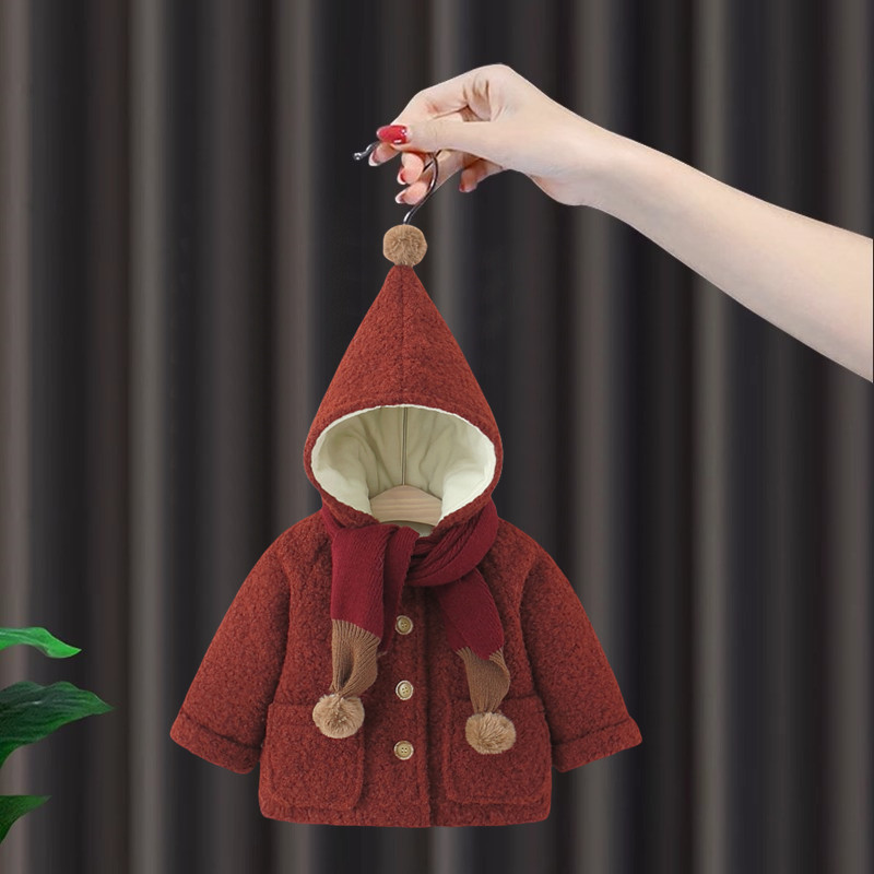 女童毛毛衣外套加绒加厚