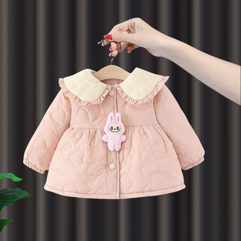 女童棉服冬季2025新款加绒加厚秋冬装韩版洋气女宝宝夹棉保暖外套