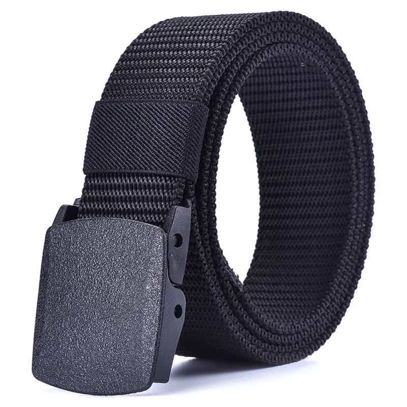 帆布腰带男女士自动扣休闲牛仔裤无孔皮带户外军训裤带