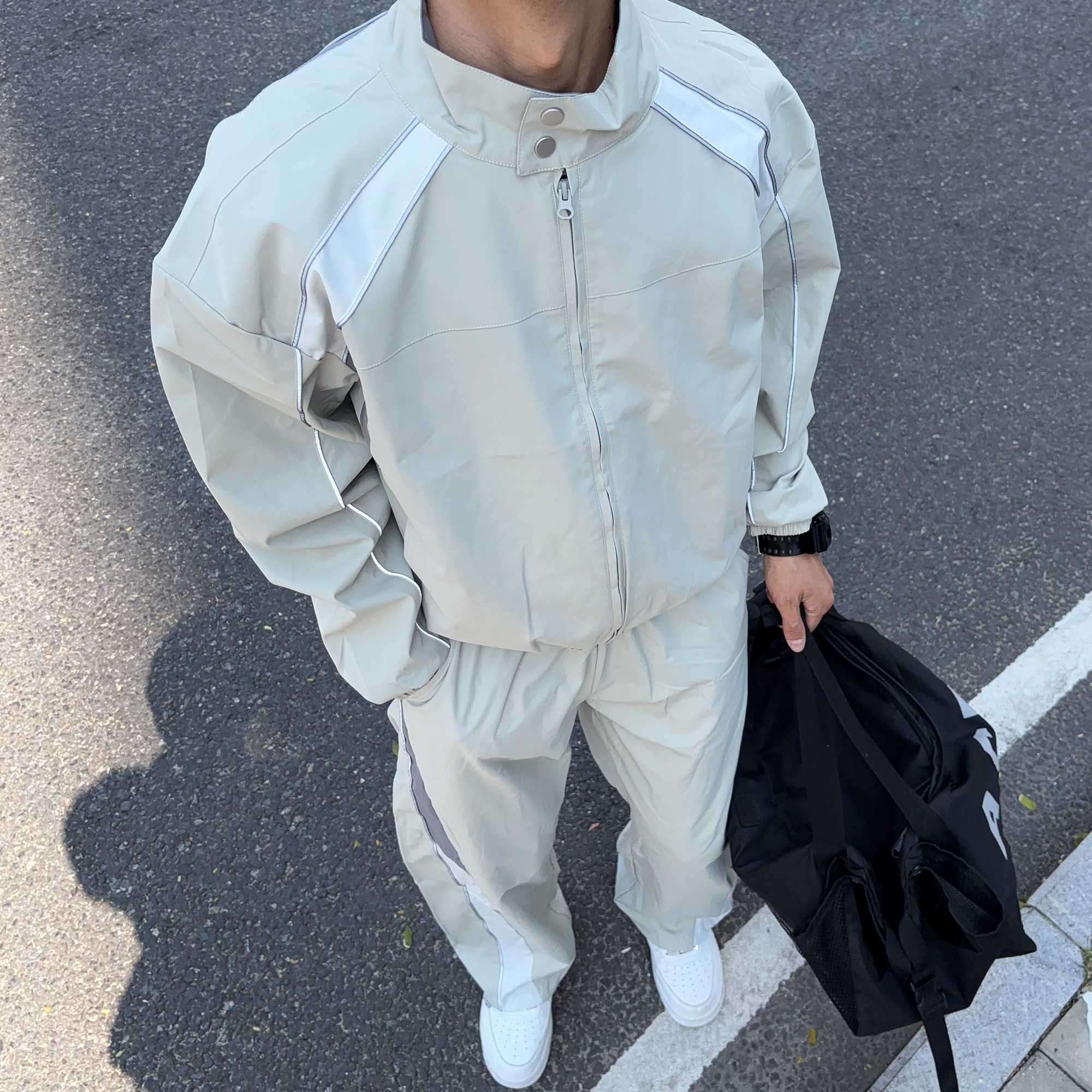 UNCLEBLUE 机能复古运动装26春季新品美式赛车服夹克撞色休闲服