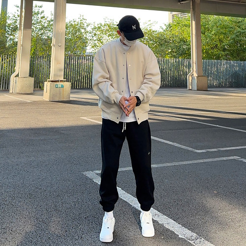 秋冬宽松加绒棒球服夹克外套