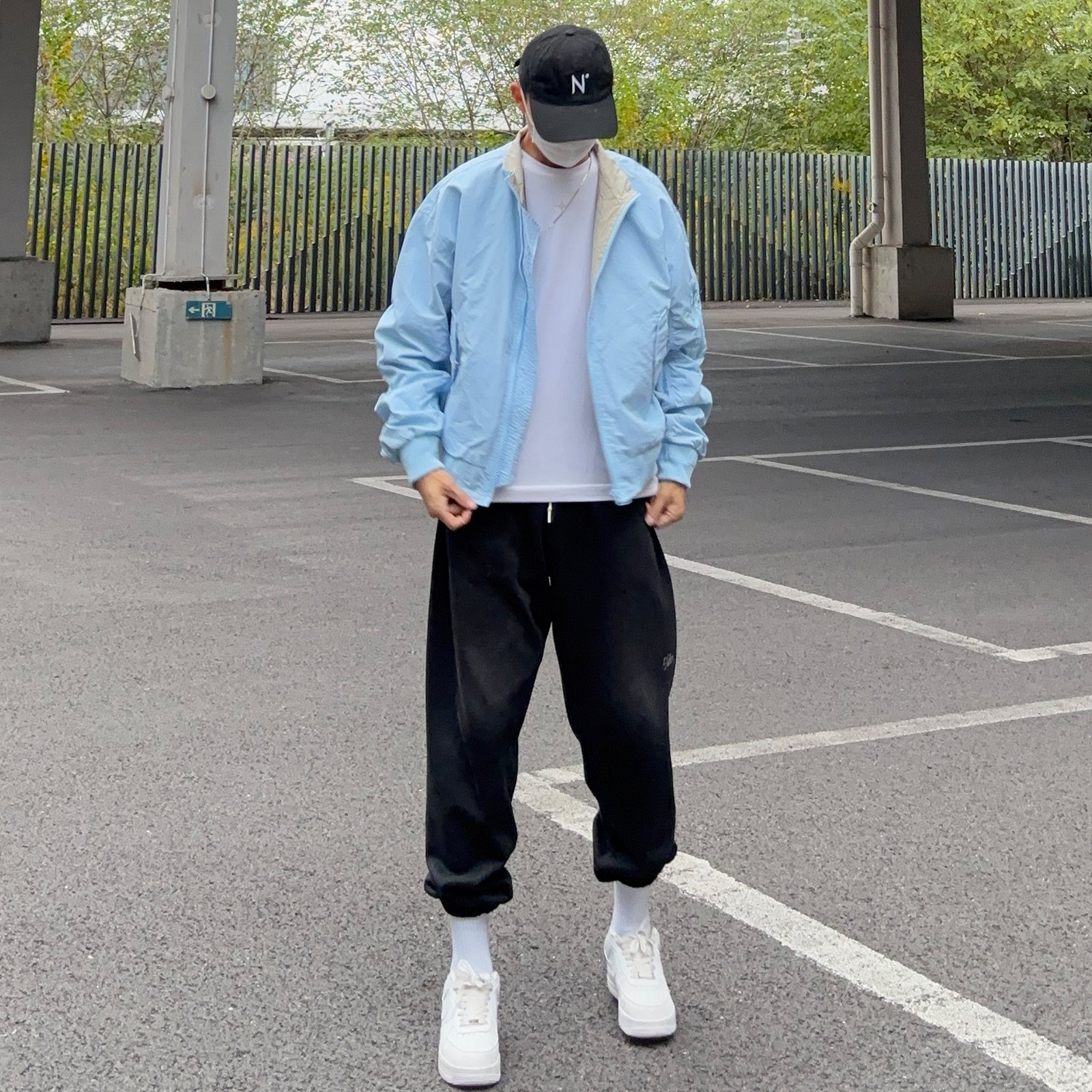 UNCLEBLUE短款飞行夹克25秋季新品美式立领格纹撞色棒球服外套男