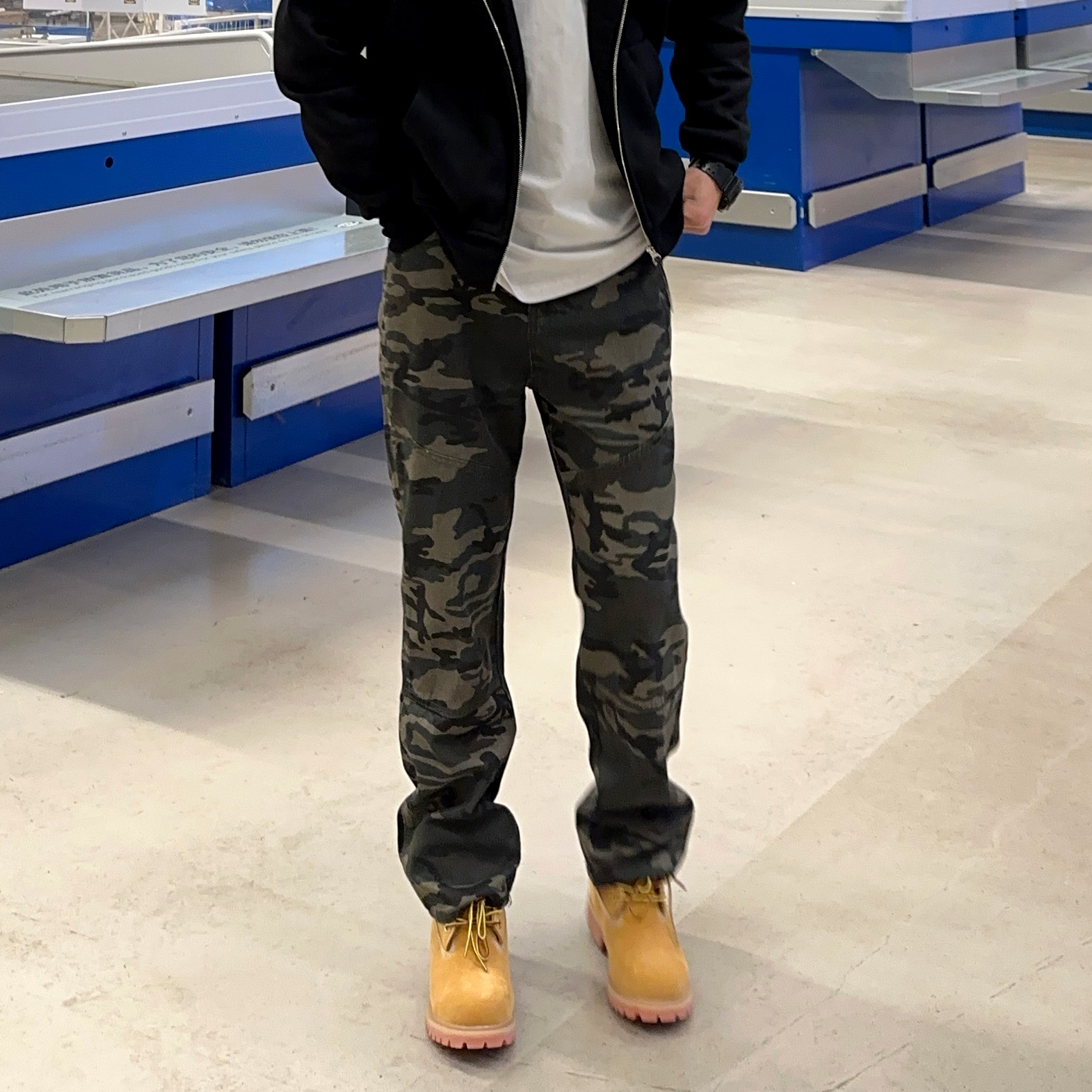 UNCLEBLUE拉链长裤迷彩春牛仔裤