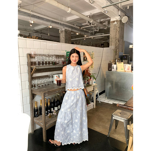 今屿花花刺绣套装裙女