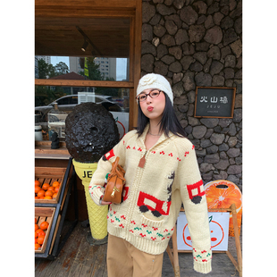 宽松毛线衣小个子外套 设计感开衫 今屿花花 毛衣秋冬女2025年新款