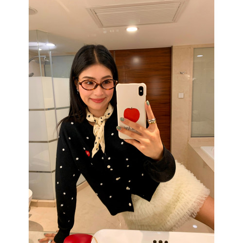 今屿花花开衫黑色可外穿毛衣女