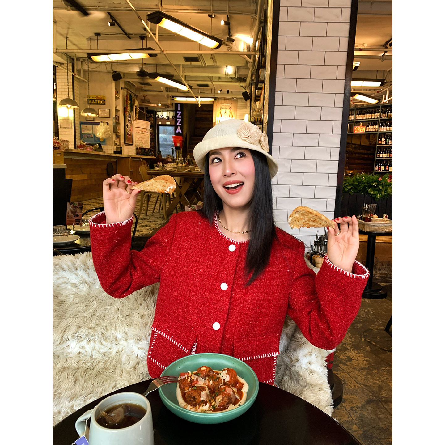 今屿花花 红色短款毛呢外套女2025年新款加厚夹棉小香风呢子外套,女装/女士精品,毛呢外套,淘宝优惠券,粉丝福利购,淘宝优惠卷