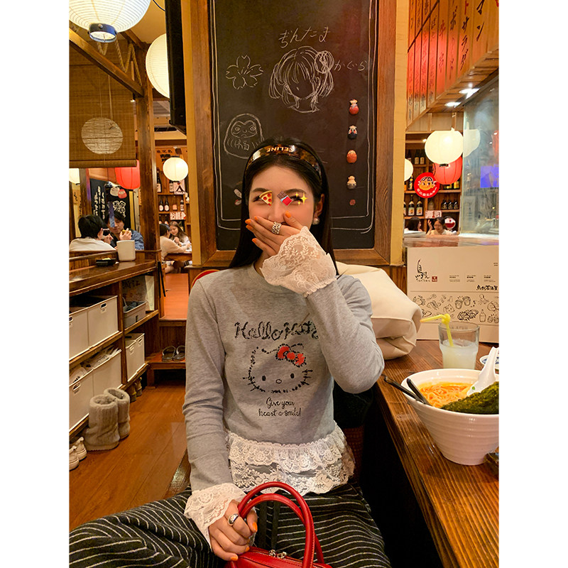 今屿花花 打底衫女秋冬内搭可外穿2025新款设计感长袖T恤蕾丝拼接,女装/女士精品,T恤,淘宝优惠券,粉丝福利购,淘宝优惠卷