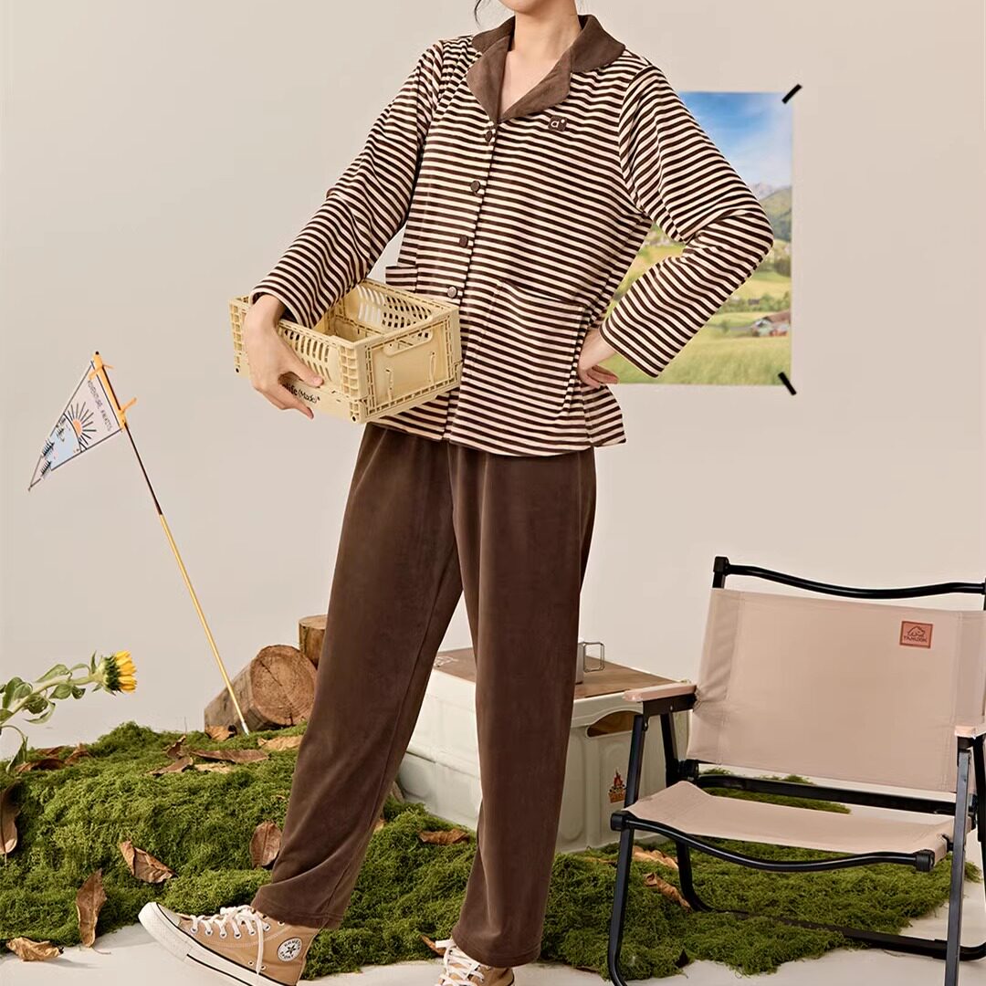 安之伴女双面海岛绒保暖家居服图片