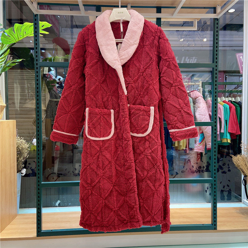 特价安之伴浴袍女士睡衣冬季新款三层加厚珊瑚绒夹棉保暖剪花睡裙,女士内衣/男士内衣/家居服,睡袍/浴袍,淘宝优惠券,粉丝福利购,淘宝优惠卷