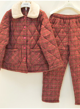 妮可雅女磨毛夹棉加厚保暖家居服