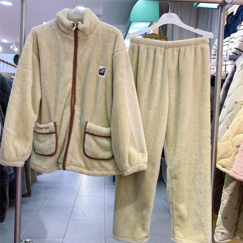 美梦男女孩儿童睡衣秋冬季新品珊瑚绒保暖玉狐绒拉链立领男女童装