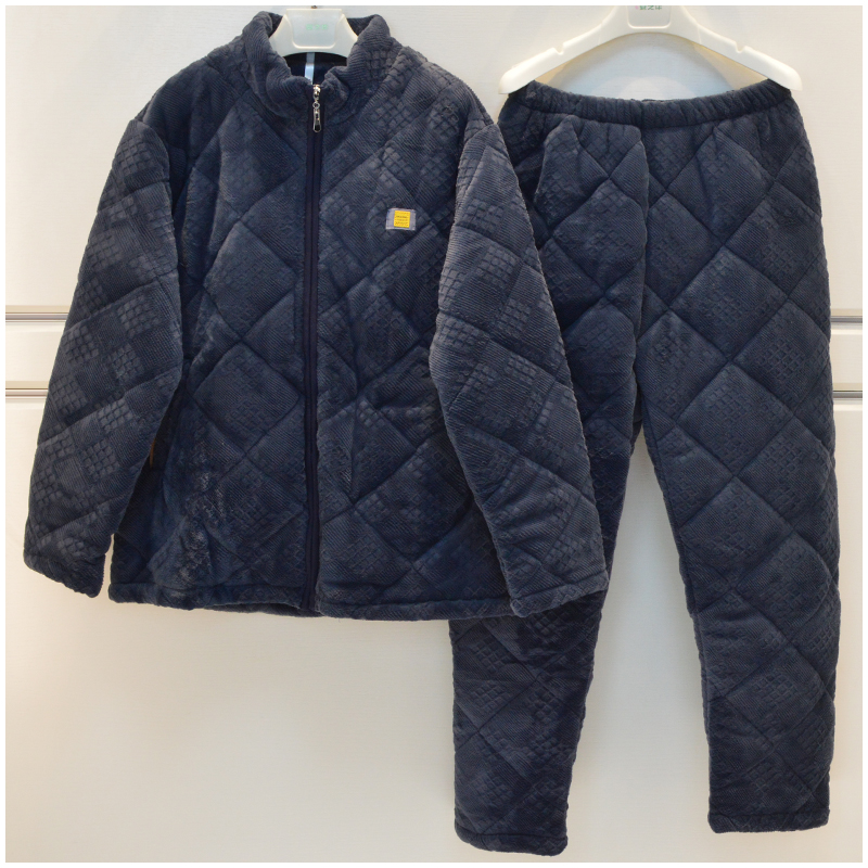 妮可雅男士玉狐绒夹棉休闲家居服