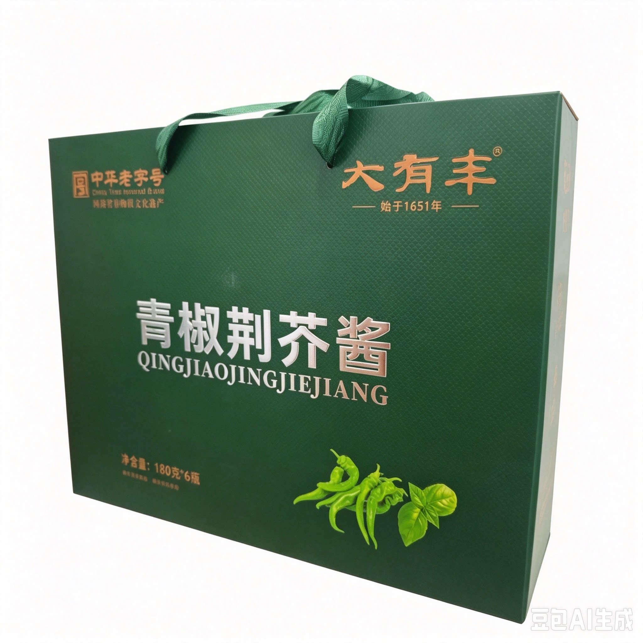 商丘归德大有丰青椒酱下饭酱辣椒酱拌饭酱180g*6瓶礼盒装