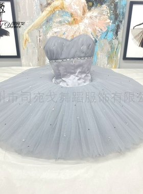 新款银仙子芭蕾舞TUTU裙定制女童YGP比赛蓬蓬纱裙吊带盘裙进口纱