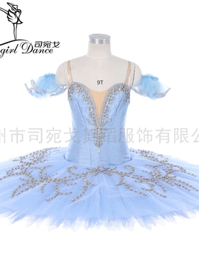 司宛戈高级蓝灰色专业订制芭蕾舞演出服TUTU纱裙儿童GDC比赛纱裙