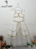 儿童专业订制奶白色黎明 女神芭蕾舞IDC比赛演出服长纱裙蓬蓬裙
