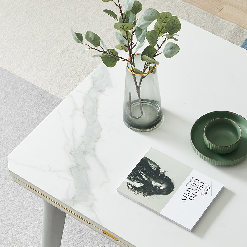 岩板方桌变圆桌餐桌家用小户型正方形可折叠现代简约方圆两用桌子