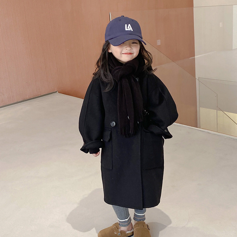 女童宝宝双面羊绒大衣2025新款冬中小童儿童双面羊毛呢中长款外套
