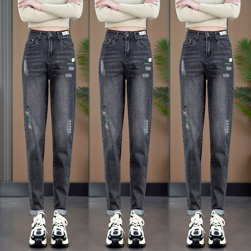 高腰宽松牛仔裤女2025年春秋新款显瘦老爹裤休闲时尚哈伦裤萝卜裤