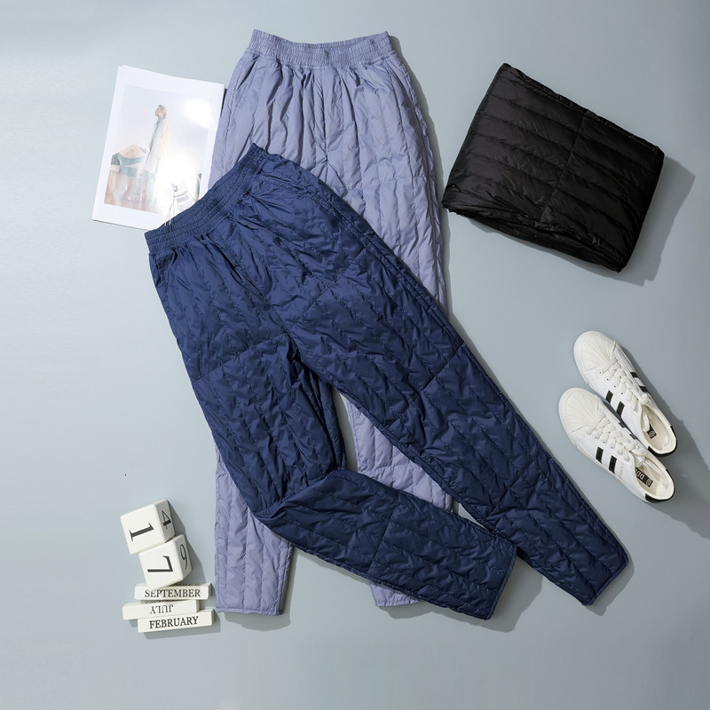 90白鸭绒轻薄羽绒裤男士内胆内穿加肥加大码中老年人爸爸装中高腰