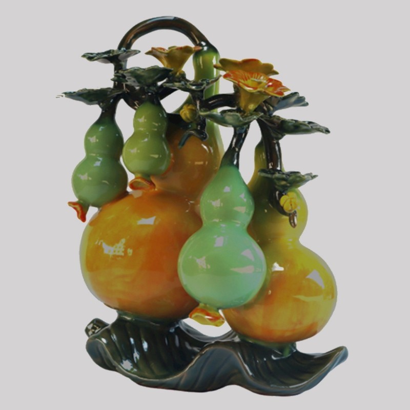手工玄关摆件石湾公仔陶瓷葫芦
